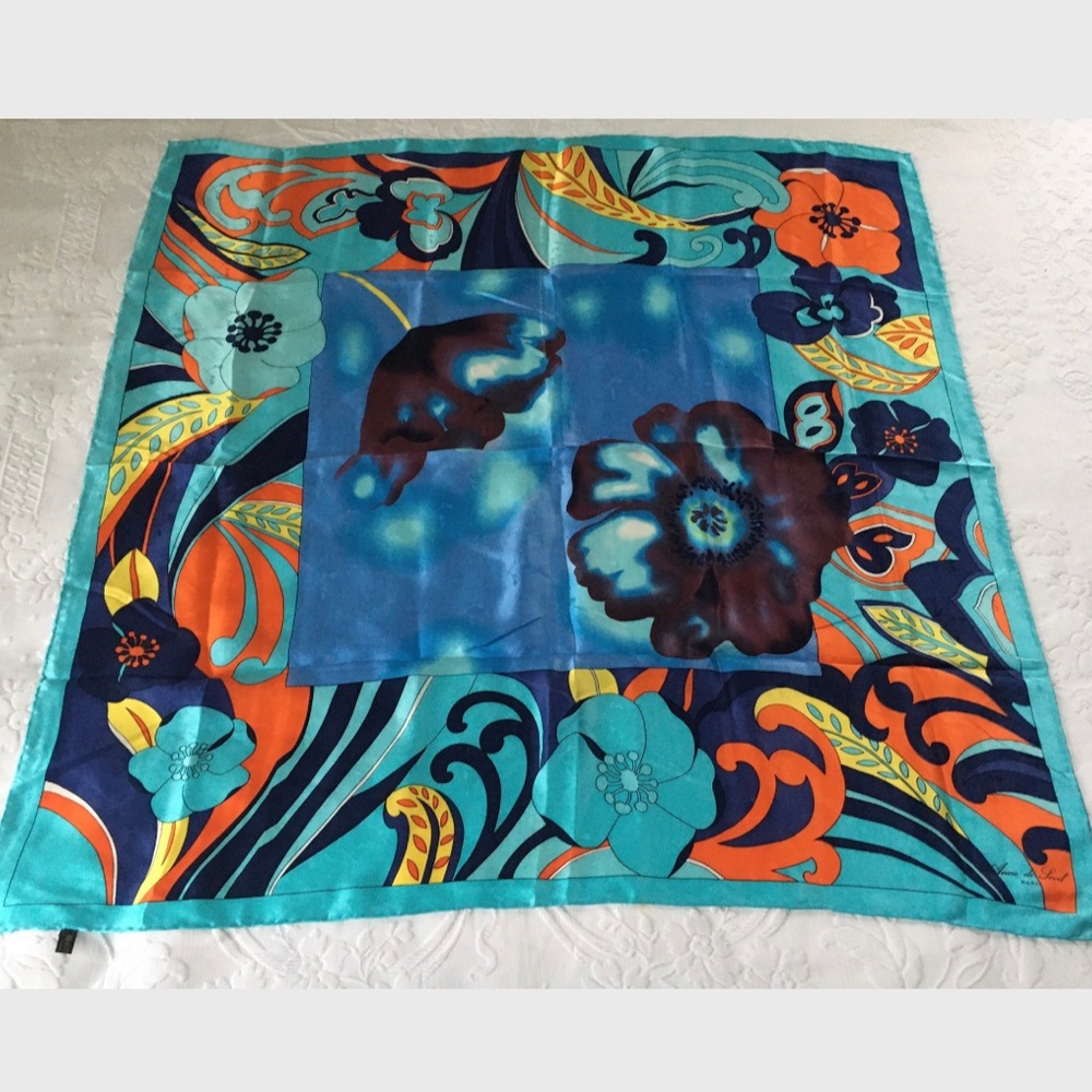 Vintage Anne de Sevil Bold Silk Scarf